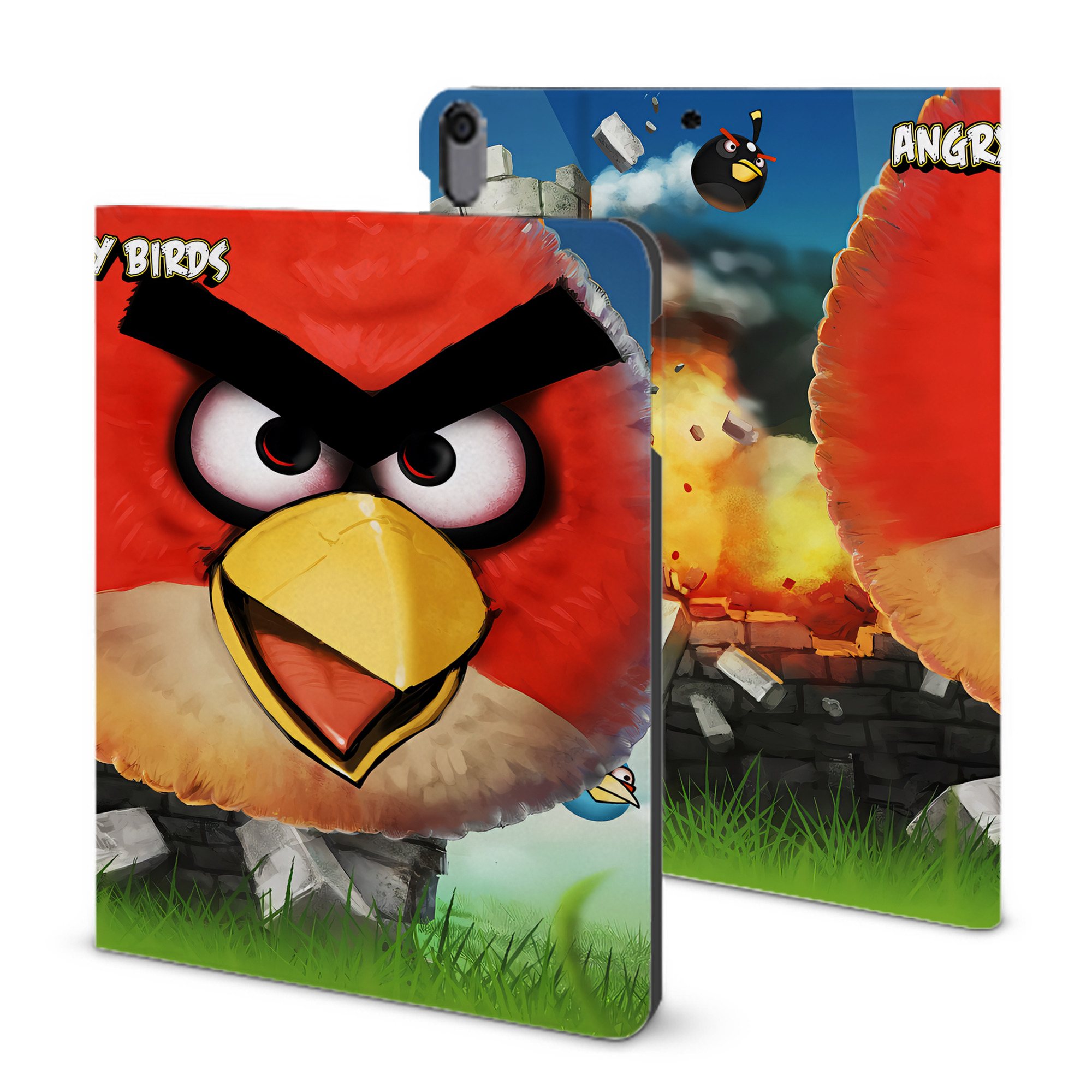 （画像用） Angry Birds アングリーバード IPad ケース ブック型 PUレザー TPU 耐衝撃 軽量 薄型 ペン収納なし 全面保護 IPad 各モデル対応